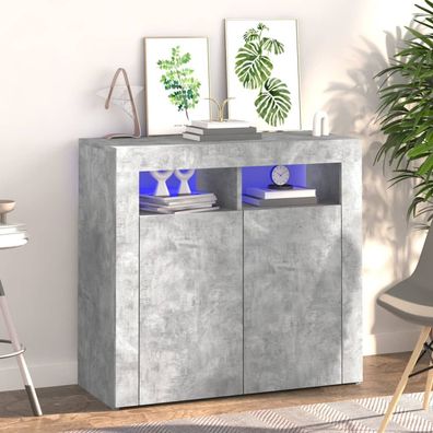 vidaXL Sideboard mit LED-Leuchten Betongrau 80x35x75 cm