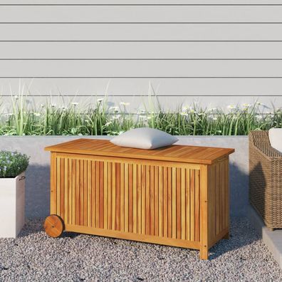 vidaXL Gartentruhe mit Rollen 113x50x58 cm Massivholz Akazie