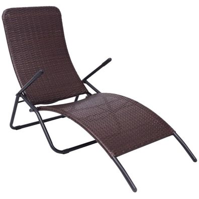 vidaXL Sonnenliege Klappbar Poly Rattan Brown