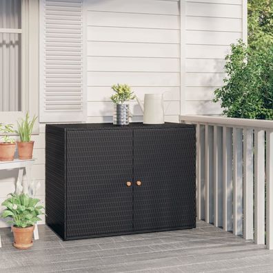 vidaXL Gartenschrank Schwarz 100x55,5x80 cm Poly Rattan