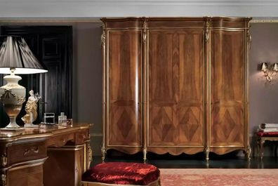 Kleiderschrank Stil Möbel Klassischer Schrank Holz Schlafzimmer Braun