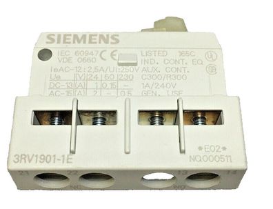 1 Stück Siemens Hilfsschalterblock 3RV1901-1E Neu