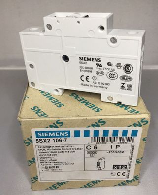 Siemens Leitungsschutzschalter 5SX2 106-7 Neu AC 230/400V