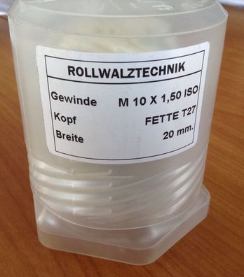 Rollwalztechnik Gewinderollen M 10 x 1,50 ISO Gewindewalze Breite 20mm Neu