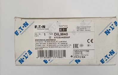 Eaton, Leistungsschütz, Contactor XTCE40D00F DILM40 DIL 40