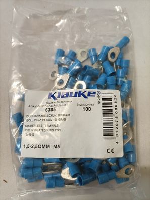 100x Klauke 6305 Quetschkabelschuh Querschnitt (max.)=2.50 mm² M5