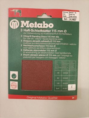 Metabo Haft-Schleifblätter 115mm Schleifblätter 3x 40 80 120 Körnung