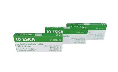 ESKA Feinsicherungen Träge Glassicherung 10 Stück| 1A - 10A | 250V AC