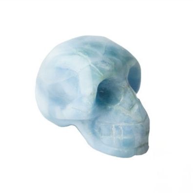 Kristallschädel Larimar 3 cm mit Geschenkbox Totenkopf Skull