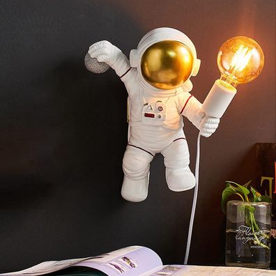 Kinder Wandlampe, moderne Astronauten Wandlampe, E27 Nachtlicht, Weiß