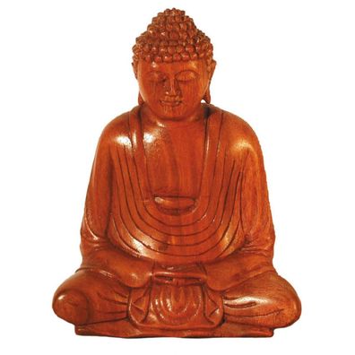 Gautama BUDDHA im Lotossitz Holz braun 15 cm Buddhismus Feng-Shui Statue Figur