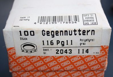 100 Stück Gegenmuttern Panzergewinde 116 Pg 11 Polysyrol grau