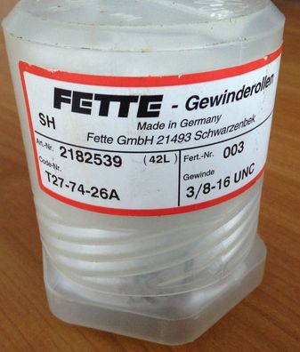 Fette Gewinderollen T27-74-26 A 2 Rollen 3/8-16 UNC Breite 26 mm NEU 2182539