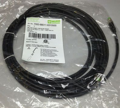 MURR 7000-88011-6310500 Verbindungskabel 5 Meter schwarz Neu