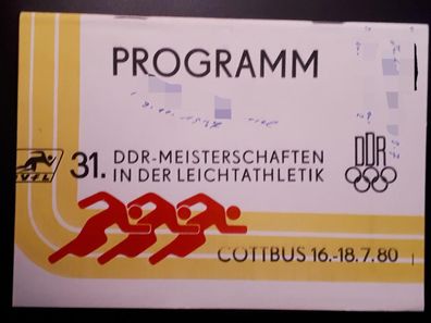 Heft 31. DDR Leichtathletik Meisterschaften 16.7.-18.7.1980 in Cottbus