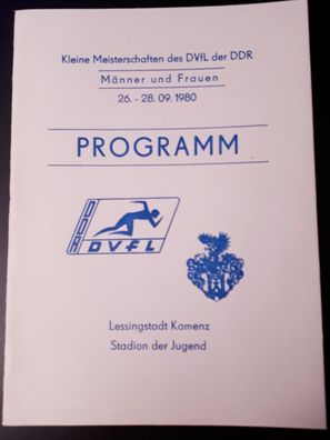 DDR Programmheft Kleine Meisterschaften 26.9.-28.9.1980 Lessingstadt Kamenz