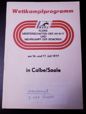 DDR Programmheft Kleine Meisterschaften der AK 16/17 und Mehrkampf der Senioren