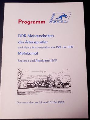 DDR Programmheft Meisterschaften der Alterssportler Grevesmühlen 14.5.-15.5.1983