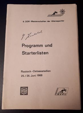 8. DDR Meisterschaften Programm und Starterlisten Rostock 1988