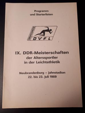 IX. DDR Meisterschaften der Alterssportler Programm und Starterlisten 1989