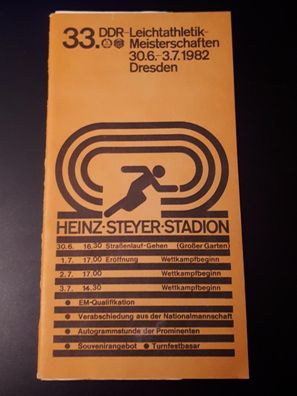 Programmheft 33. DDR Meisterschaften Leichtathletik 30.6.-3.7.1982 Dresden