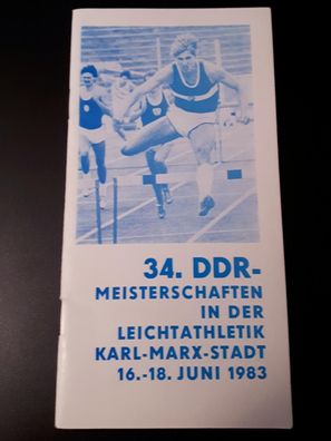 Programmheft 34. DDR Meisterschaften Leichtathletik 16.6.-18.6.1983 Karl-Marx-Stadt