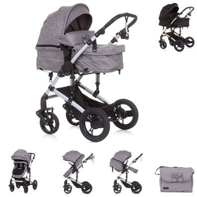 Chipolino Kinderwagen Camea 2 in 1, Moskitonetz, Wickeltasche, Getränkehalter