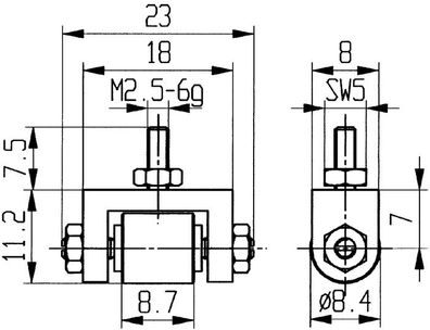 Messeins.D.8,4mm Rl. M2,5 STA z. Messuhren KÄFER