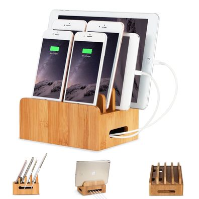 Handy Tablet Holz Organizer Multi Ständer Universal Ladestation für Smartphone, .. ->