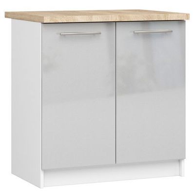 Küchenschrank AKORD OLIWIA modular S80 Weiß 80 cm Front Metallisch Glanz 80x85x46 cm