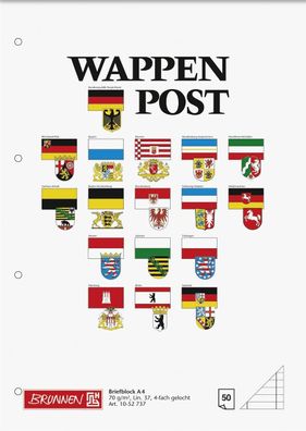 Brunnen 1052737 Block "Wappen-Post" A4 liniert, mit Randlinie innen und außen,