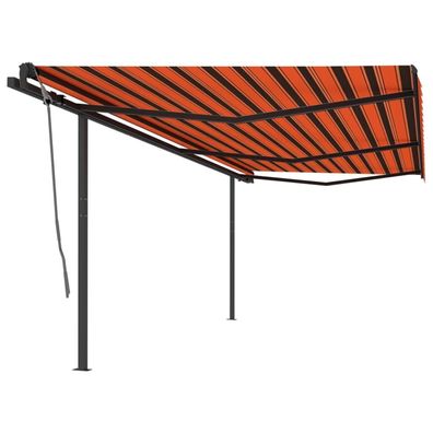 vidaXL Markise Manuell Einziehbar mit Pfosten 6x3 m Orange Braun