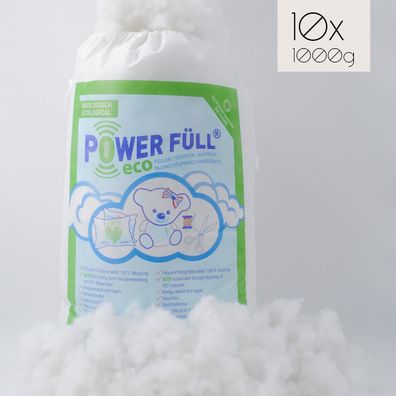 Power Füll® eco weiß | 10kg 10x 1kg Nachhaltige Füllwatte | Spielzeugnorm Zertifiz