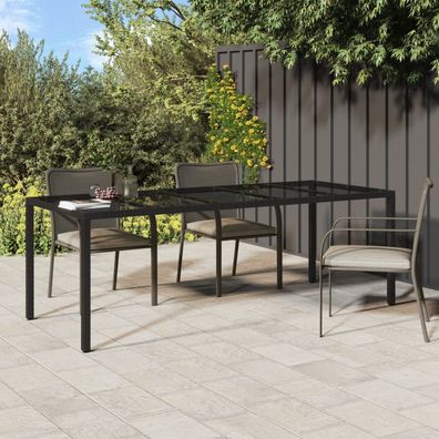 vidaXL Gartentisch Schwarz 250x100x75 cm Gehärtetes Glas Poly Rattan