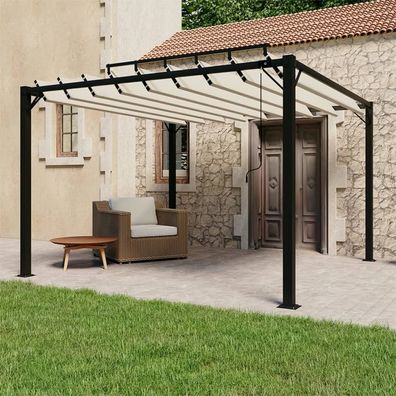 vidaXL Pergola mit Lamellendach 3x3 m Creme Stoff und Aluminium