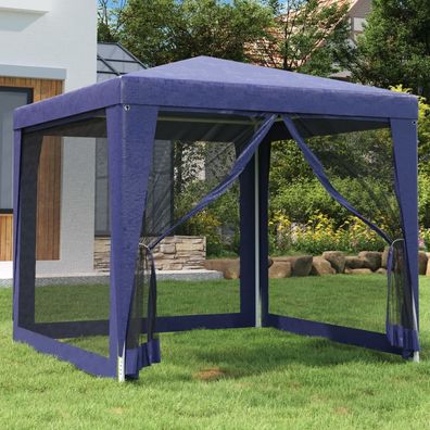 vidaXL Partyzelt mit 4 Mesh-Seitenwänden Blau 2,5x2,5 m HDPE