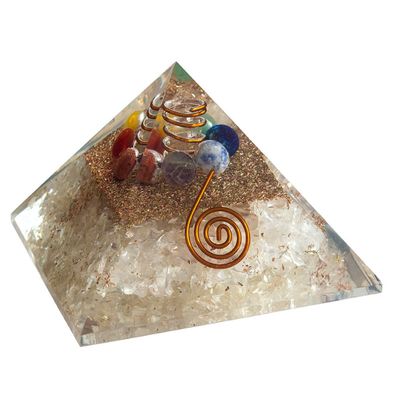 Pyramide Orgonsat Bergkristall 7,5 x 7,5 x 5 cm Kunstharz Kupfer