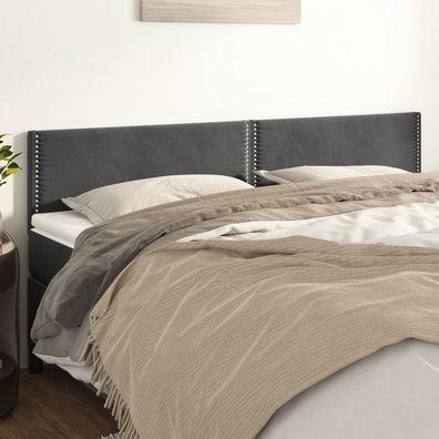 vidaXL Kopfteile 2 Stk. Dunkelgrau 90x5x78/88 cm Samt