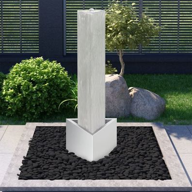 vidaXL Gartenbrunnen Silbern 37,7x32,6x110 cm Edelstahl