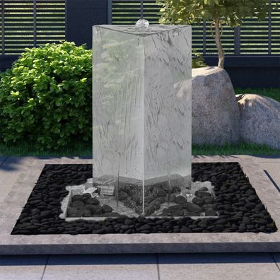 vidaXL Gartenbrunnen mit Pumpe Edelstahl 76 cm Dreieckig
