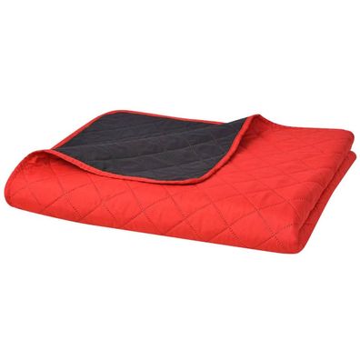 vidaXL Gesteppte Wende-Tagesdecke Rot and Schwarz 220x240 cm