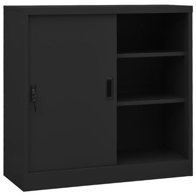 vidaXL Büroschrank mit Schiebetür Anthrazit 90x40x90 cm Stahl