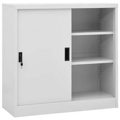 vidaXL Büroschrank mit Schiebetür Hellgrau 90x40x90 cm Stahl