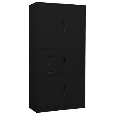 vidaXL Büroschrank Schwarz 90x40x180 cm Stahl