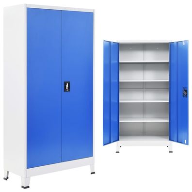 vidaXL Büroschrank Metall 90x40x180 cm Grau und Blau