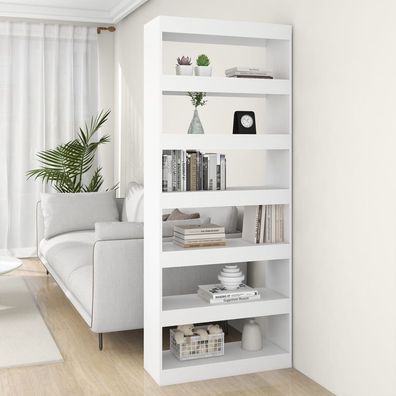 vidaXL Bücherregal/Raumteiler Weiß 80x30x198 cm Holzwerkstoff