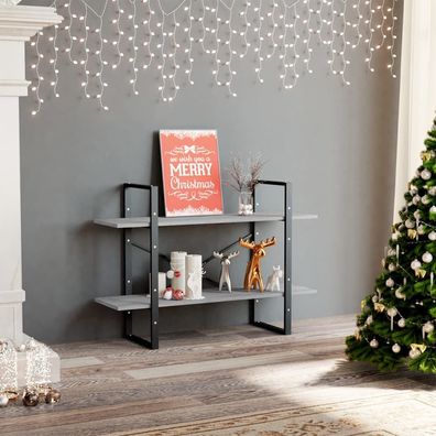vidaXL Bücherregal 2 Fächer Betongrau 100x30x70 cm Holzwerkstoff