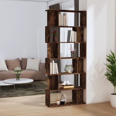 vidaXL Bücherregal/Raumteiler Räuchereiche 80x24x192 cm Holzwerkstoff
