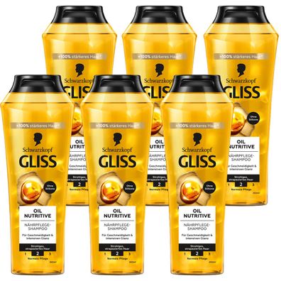 Gliss Kur Oil Nutritive Nährpflege Shampoo ohne Silikone 250ml 6er Pack