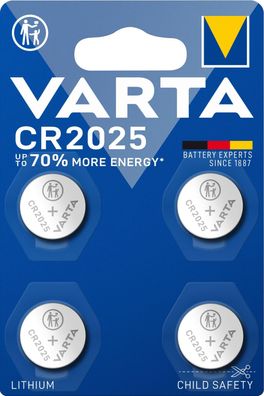 Varta CR2025 3V Lithium Knopfzelle - 4er Blister